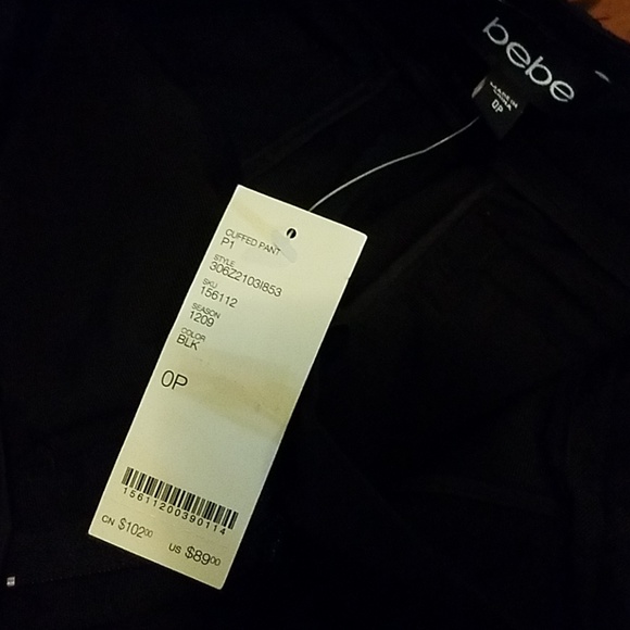 Bebe pants NWT black 0P - Picture 7 of 8